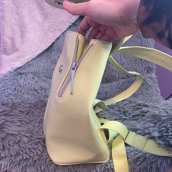 Matt & Nat VEGAN Leather Back Pack Pastel Yellow Eco Friendly Recycled Lining - Picture 5 of 8